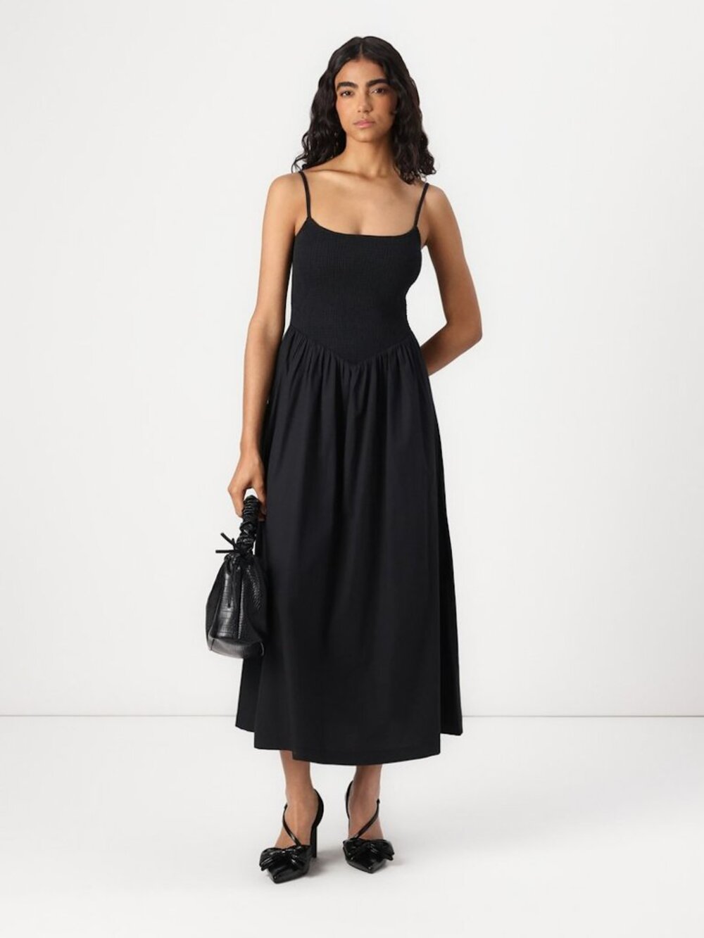 Abercrombie Smocked Dipped-Waist Midi Dress